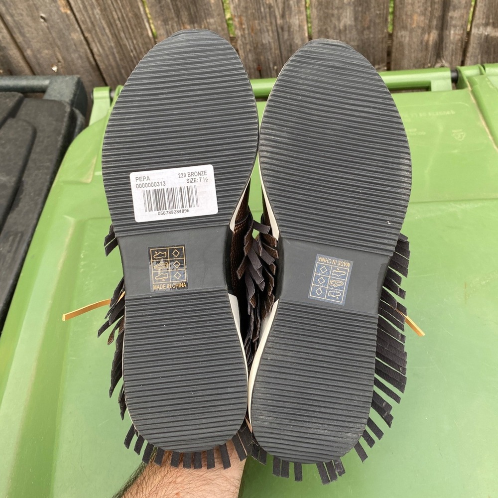Shu Shop Pepa Bronze Metallic Fringe Platform Sneakers 229 Bronze 7.5 - Picture 5 of 8